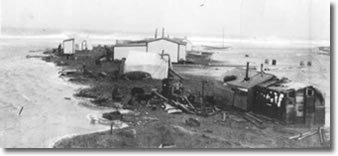 Baillie Island Post during a storm, 1929